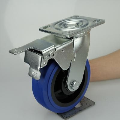 China High load capacity; 4/5/6/8 inch heavy duty blue noise-dampening heavy duty high mute load capacity low noise TPR fixed caster wheels swivel with brake for sale