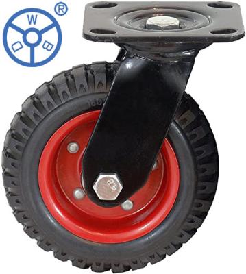 China Rigid Top Plate Brake Black Rubber Wheels 4 5 6 8 Inch Wheel Industrial Caster Wheel For Heavy Duty Trolley Cart Caster for sale