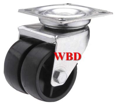 China Hotels 2 Inch PP Plastic Wheels Twin Wheel With Brake Trolley Caster Wheel for sale