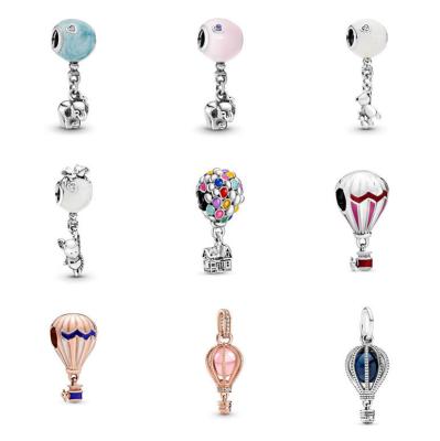 China Hot 925 Sterling Silver Balloon Air Balloon Charm Collection TRENDY Pink Blue House Elephant Bear Charm for Jewelry Making DIY Bracelet for sale