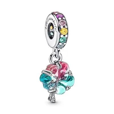 China New FASHIONABLE Wholesale Charm 925 Sterling Silver Tree Murano Glass Rainbow Colors Dangle Charm Bead DIY Making Bracelet For Women for sale