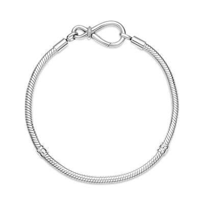 China TRENDY 925 Sterling Silver Infinity Knot Moments Snake Chain Bracelet For European Pandoraer Eight Bracelet DIY Charm Jewelry Gift for sale