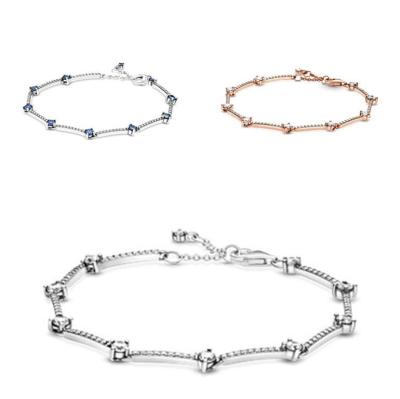 China TRENDY Stone Rose Gold Plated Bracelet Jewelry de Crystal Bracelet 925 Sterling Silver Clear Transparent CZ for Women Gift for sale