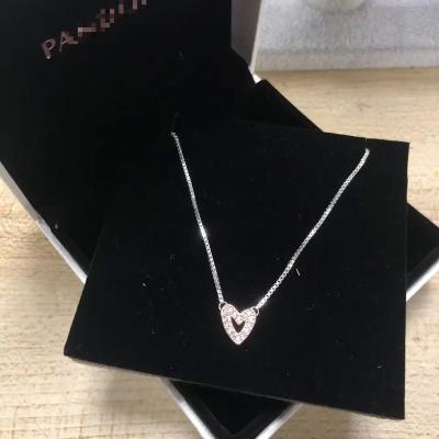 China 2023 New Hot Sale 925 Sterling Silver Freehand Heart Necklace Rose Gold Zirconia Love Pendant FASHION Chain For Women for sale