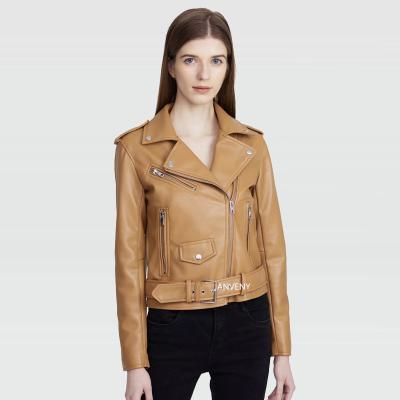 China New JANVENY 2022 Spring Autumn Women Pu Faux Leather Jacket QUICK DRY With Belt Streetwear Zipper Female Slim Motorcycle Short Coat for sale