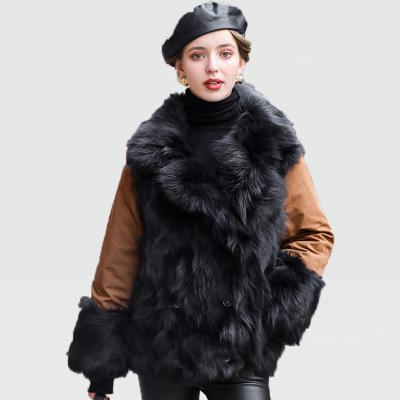 China 2020 Newest Winter Waterproof Women Loose Style Reversible Thick Crossover Mid Length Fur Parka Outerwear for sale