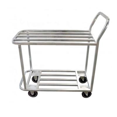 China Good Storage Quality Sell Well Handle Tool 2 Tier Rolling Push Low Cart for sale