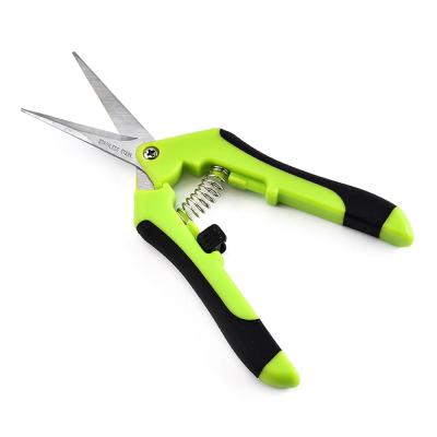 China Anti-Slip Handle Tip Trimming Hand Held Scissors with Straight Stainless Steel Blades Garden Shears Stretch Pruner Gardening Hand for sale