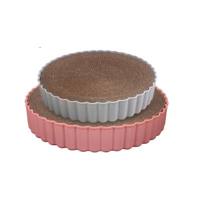 China Viable Hot Sale Round Pet Scratch Corrugated Cardboard Wheel Form Cat Scratch Board Cat Scratching Board for sale