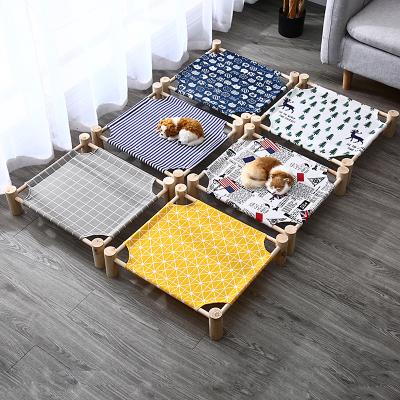 China 2021 Dog Beds Wooden Dog Beds Removable Breathable Quadruped Mat Bed Shelf Hammock for sale