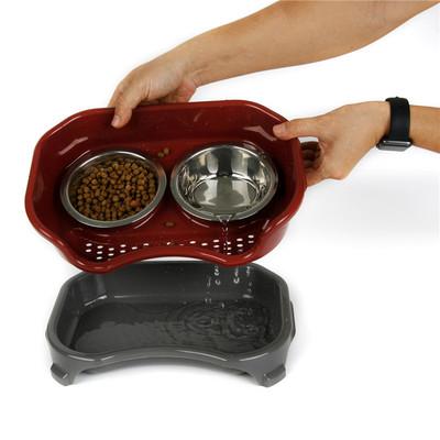 China New Style Spill Proof Leak Proof Cat Bowl Stainless Steel Dog Bowl Pet Stocked Cat Dog Double Bowl for sale