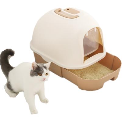 China Viable Wholesale Fully Attached Cat Toilet Double Layer Drawer Type Cat Litter Box With Drawer Including Scoop for sale