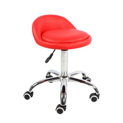 China Modern Design Small Backrest Red Small Size Adjustable Bar Stool With Wheels for sale