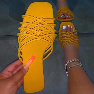 China Large Size Outdoor Open-toed Fashion Beach Women Solid Color All-match Cavity Anti-skid Cross Reticulated Police Open-toed Slippers for sale