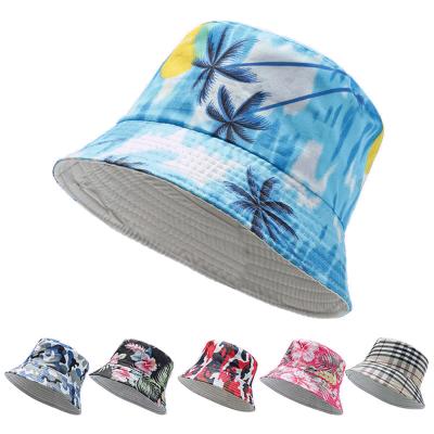 China Unisex Double Side Picture Bucket Hats For Outdoor Travel Women Men Bucket Fishing Hats Sunscreen Flower Printing Fisherman Caps for sale