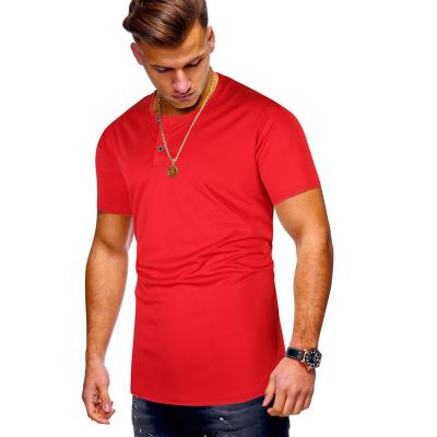 China New foreign trade fashion round collar button design T-shirts men's casual European yards men's leisure pure color T-shirt with short s for sale