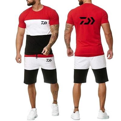 China Anti-wrinkle 2022 summer European trade men's new outdoor match color and American shorts, round collar, short sleeve T-shirt for sale