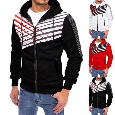 China Patchwork Printed Men's Sport Anti-Shrink Cardigan Hoodie Hooded Sweatshirt Coat for sale