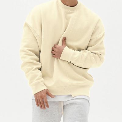 China 2022 spring color collar fleece Anti-wrinkle men's fleece big yards pure loose men's round collar fleece left shoulder hedge to make the upper garment unlined for sale