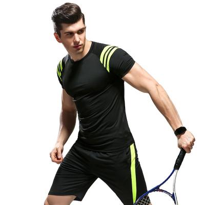 China QUICK DRY Men's Outdoor Sports Quick Dry Training Gym Breathable Running Short Sleeve Shorts Two Pieces For Men for sale