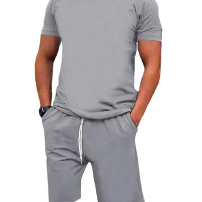 China 2022 summer QUICK DRY casual casual T-shirt and European and American two-piece shorts men's casual sports suit for sale