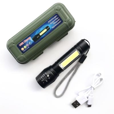 China Mini Flashlight Telescopic Focusing Ignition with COB LED Side Light Strong Light Flashlight Emergency Aluminum Alloy Outdoor Flashlight for sale