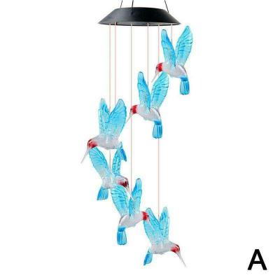 China Garden Led Waterproof Solar Movable Color Changing Hummingbird Dragonfly String Lamp Yard Decor Solar Wind Chime Lamp for sale