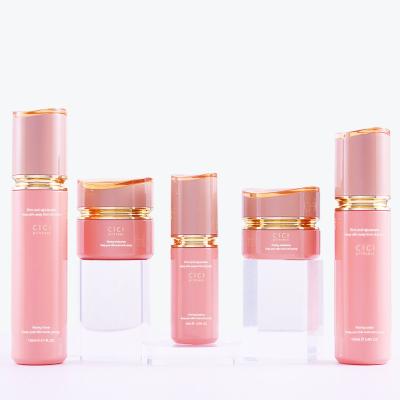 China 30g 1oz 50g 40ml 100ml 120ml 4oz Face Cream Jar Glass Body Lotion Serum Pump Empty Pink Bottle Eco-friendly Recyclable Custom Luxury Cosmetic Packaging Bottle for sale