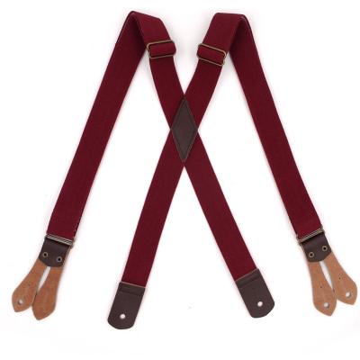 China Fasionable Fashion Clothing Accessories Mens Button Braces High Quality Leather Suspenders for sale