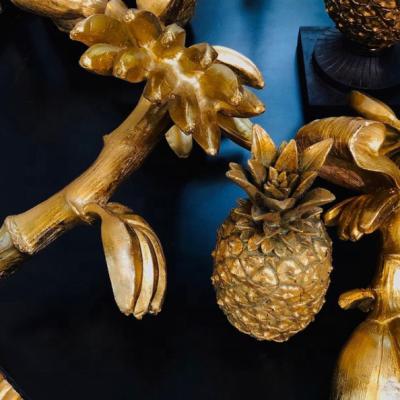 China Nordic Handmade Ornaments Resin Opens Accessories Golden Handmade Luxury Home Decoration Pineapple Home Decor for sale