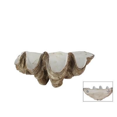 China Artificial Garden Clam Shells Statue Coastal Sea Shell Planter Nautical Wall Decor Art Wholesale Resin for sale