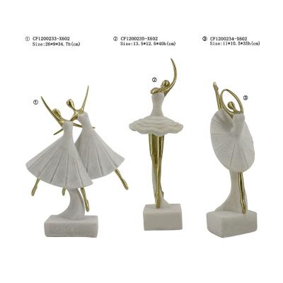 China Europe Polyresin Ballerina Statues Ornament Ballet Dancer Dancing Girl Figurines For Home Decor for sale