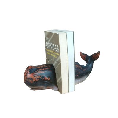 China Handmade Europe Resin Wood-Look Sperm Whale Bookend Sculpture For Nautical Decor Gift for sale