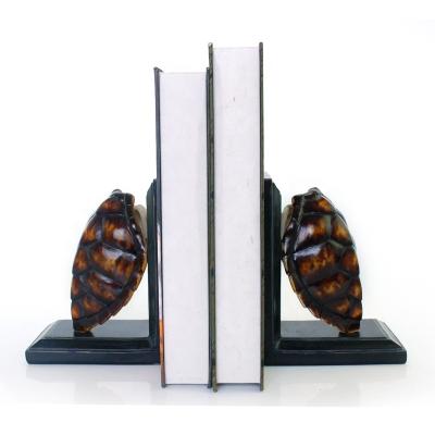 China Europe Wholesale Natural Resin Sea Turtle Shell Bookend Holder For Tabletop Decor for sale