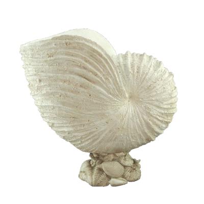 China Farm Wholesales Artificial Spiral Shell Conch Resin Ocean Collectible Vase With Stand For Garden Home Decor for sale