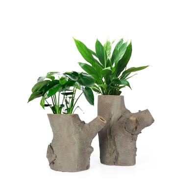 China CLASSIC Brown Resin Flower and Plant Pots and Planters in the Shape of Tree Stumps Used with Artificial Flower Hand Carved Support Popular for sale