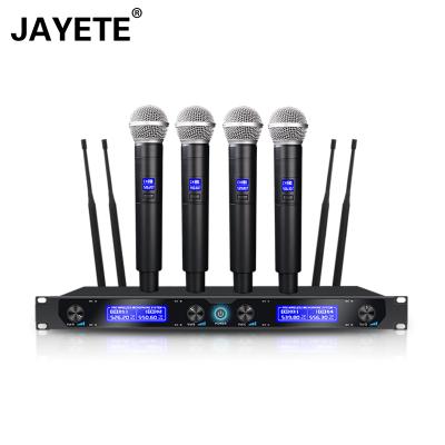 China Church Professional UHF 4 Channel Headset Microphone JAYETE Stage Wireless Microphone JY-U4004 PLL Handheld MIC JY-U4004 PLL for sale