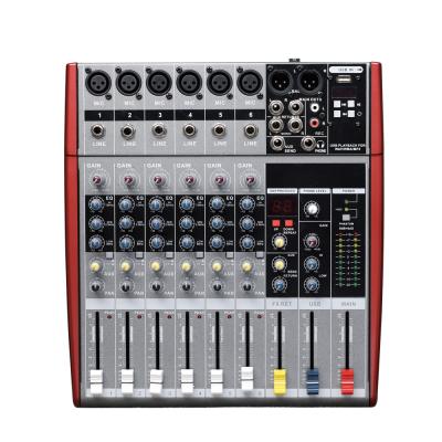 China Bluetooth UHF Microphone /2 / Build China Professional DJ Mixer 6channel Audio Console With USB Music DJ Mixer for sale