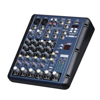 China Built-in 6 channesl intelligence professional disco\China bar\club\home conference meeting USB audio mixer mixer console for sale