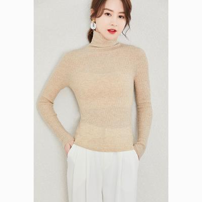 China 2021 Autumn Winter Breathable Comfort 100% Seamless Merino Wool Slim Turtle Neck Knitted Women's Sweaters for sale