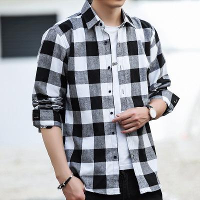 China Youth Anti-Pilling Casual Shirts Plaid Printing Shirts For Men Long Sleeve Fashion All-match Clothes for sale