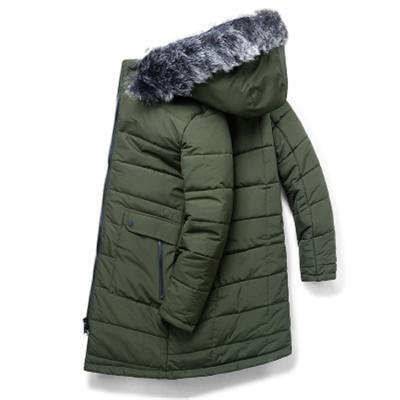 China 2020 breathable plus size long winter stripper jacket with fur hood warm cotton padded jackets for men for sale