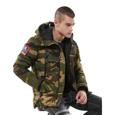 China Breathable Camouflage Print Long Hoodie Custom Made Oversized Bubble Winter Coat Windproof Men Windproof for sale