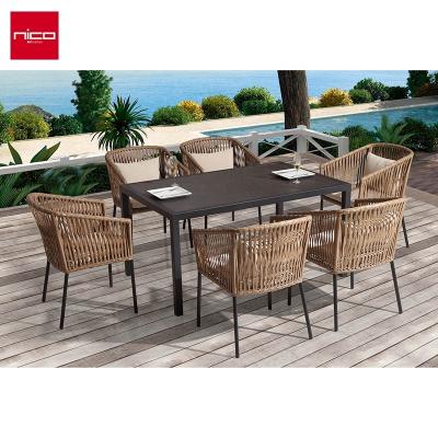 China Modern Cafe Garden Rattan Dining Outdoor Patio Furniture Tables Chair Sets for sale