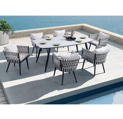 China Modern Leisure Wicker Garden Furniture Outdoor Rattan Dining Set for sale