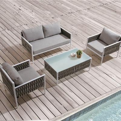 China Hot Selling New Modern Design PE Rattan And Aluminum Frame Outdoor Garden Furniture Outdoor Sofa for sale