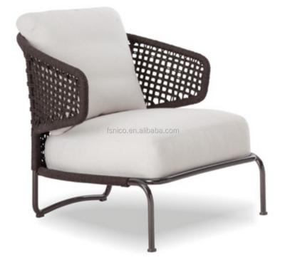 China Contemporary Outdoor Garden Chair Rope Woven Armchair Rattan Garden Armchair for sale