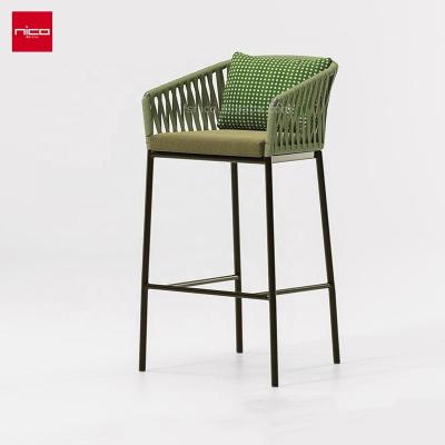 China Wholesale Aluminum Outdoor Bar Chair Restaurant Dining Bar Stool Rope Garden Bar Chair for sale