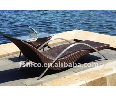 China Modern Outdoor Living Room Bed PE Rattan Lounge Bed NQL-1 for sale