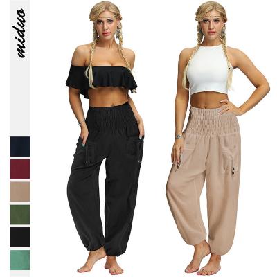 China New Solid Color Women's Lantern Casual Loose Pants Waist Streetwear Style Harlan Elastic Sports Pants Anti-wrinkle for sale